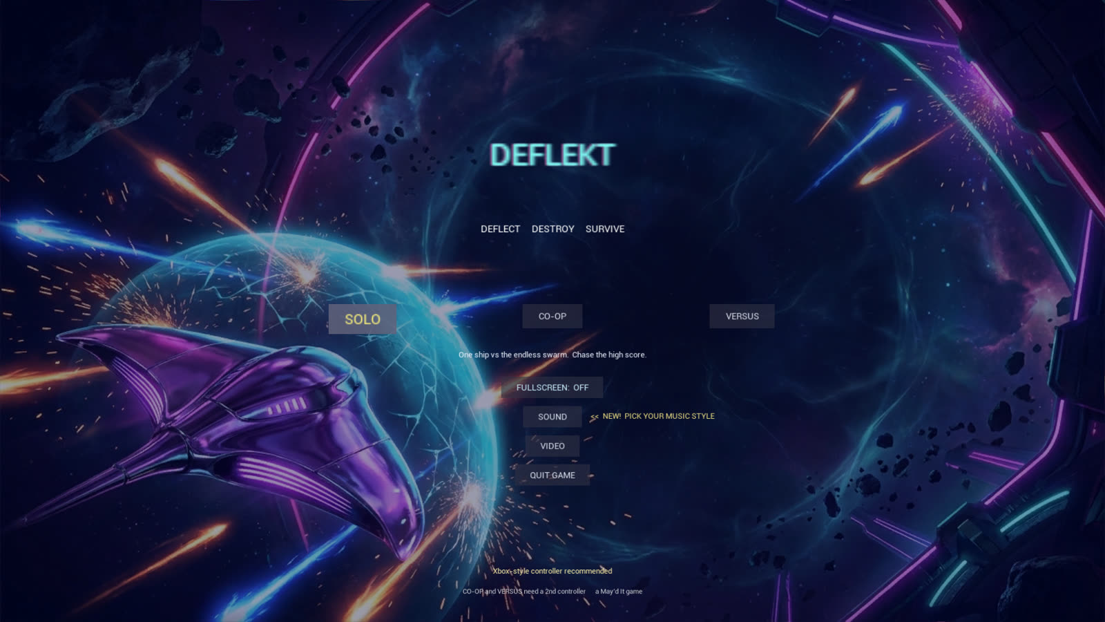 DEFLEKT main menu