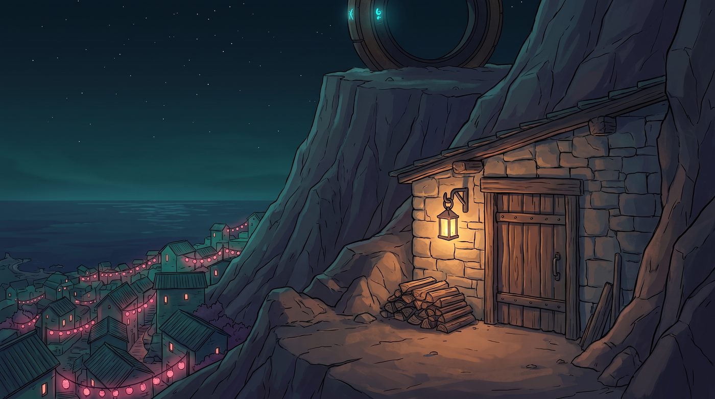 THE KEEPER'S SHELTER - the ledge the two men watch from